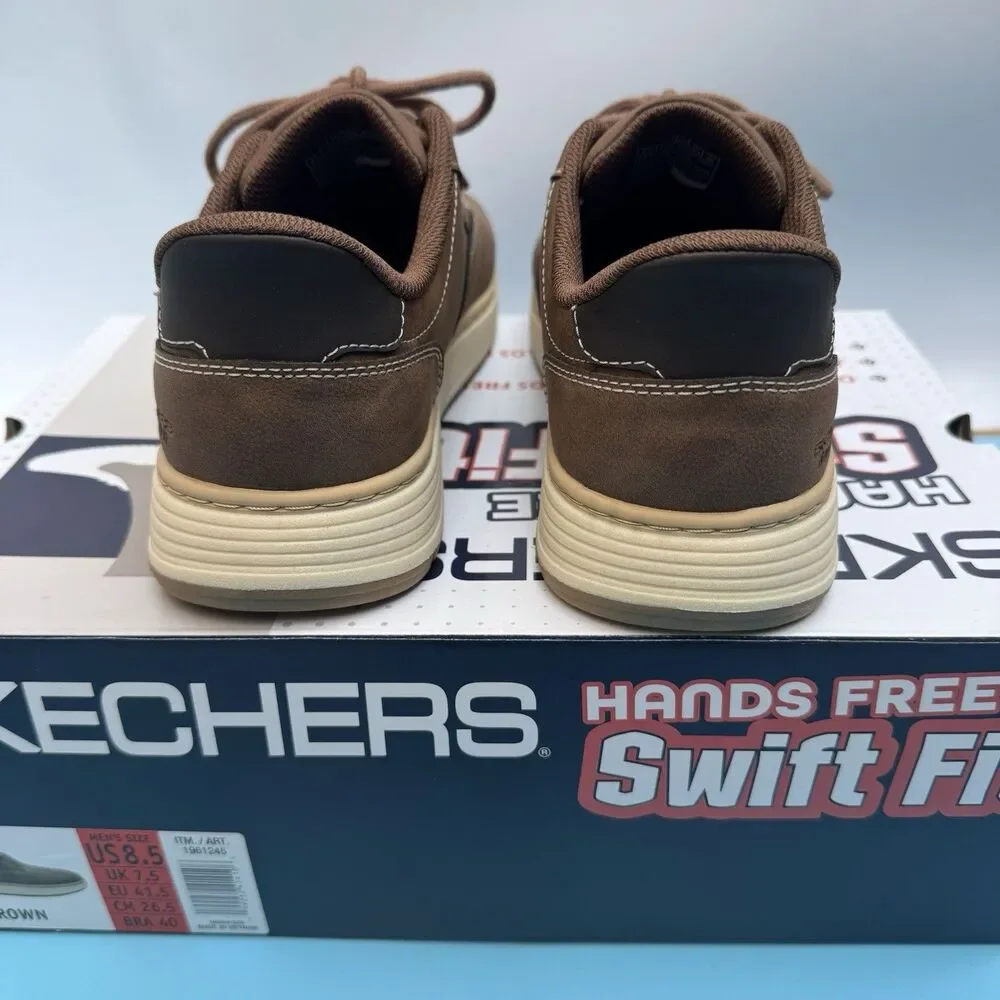 Skechers Men's Swift Fit Hands Free Memory Foam Casual Shoe Brown Size 8.5